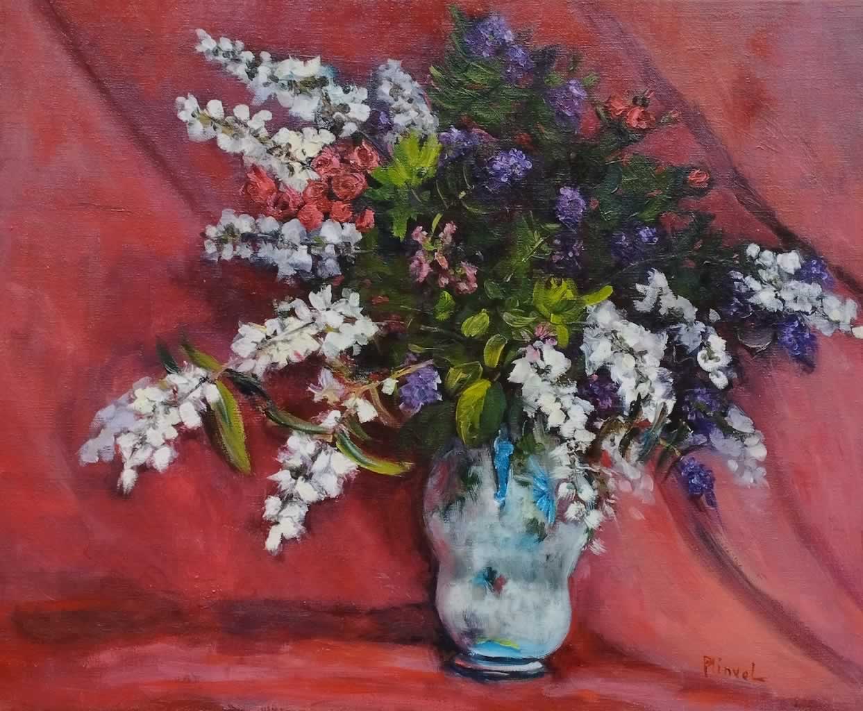 Bouquet fond rouge